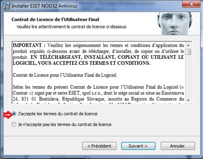 Contrat licence d'utilisation d'ESET NOD32