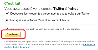 Lier mon compte twitter avec Yahoo messenger