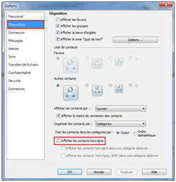 masquer les contacts hors ligne sur MSN
