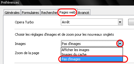 Masquer les images lors de navigation sous Opera