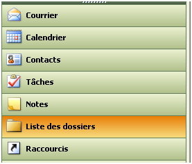 Bouton liste des dossiers Outlook