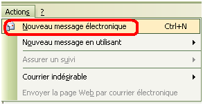 Bouton nouveau message électronique Outlook