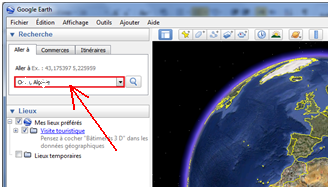 faire une recherche sur Google Earth