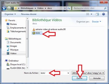 Choix du fichier audio VirtualDub