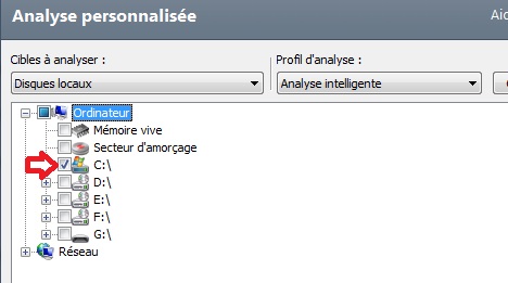 Choix de partition à canner avec Nod 32