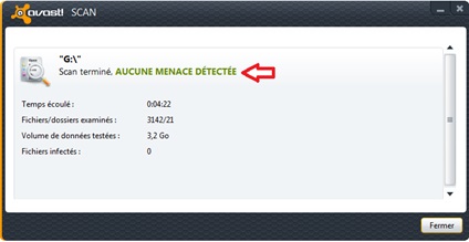 Résultat de scan Avast