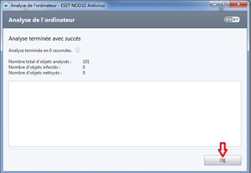 Valider la fin d'analyse du flash disque avec NOD 32