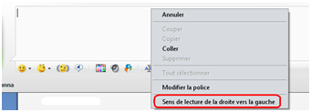 modifier la direction d'écriture sur MSN