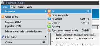 Suivre un RSS avec feedreader