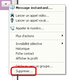 Supprimer un contact Yahoo Messenger