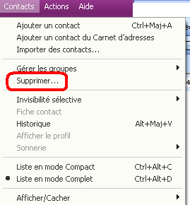 Supprimer un contact Yahoo Messenger