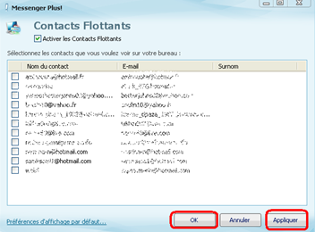 Supprimer un contact flottant de MSN plus du bureau