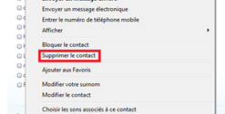 Supprimer une adresse MSN