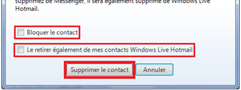 Supprimer un contact sur MSN