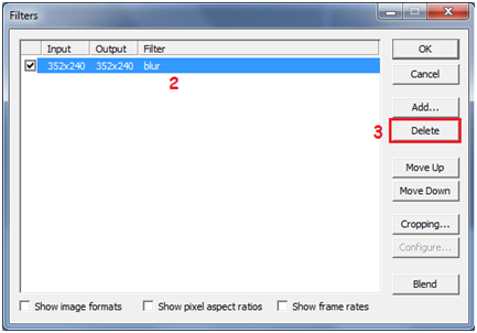 Supprimer un filtre d’une vidéo dans Virtualdub