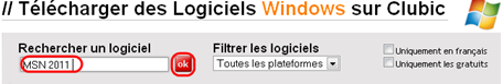 Taper le nom du logiciel à télécharger sur clubic
