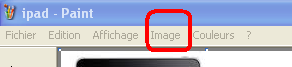Bouton Image sur le menu Paint
