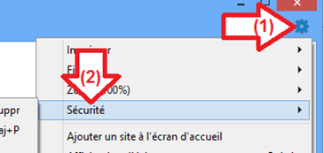 Bouton sécurité d'Internet Explorer