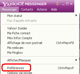 Voir ma listes des contactes ignorés Yahoo Messenger