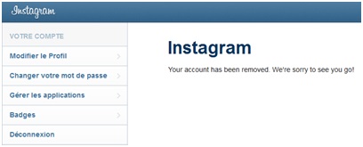 Supprimer compte instagram