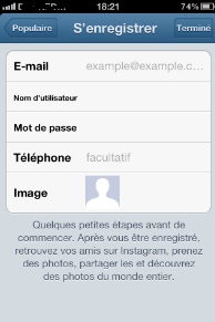 Bouton fin d'enregistrement sur Instagram