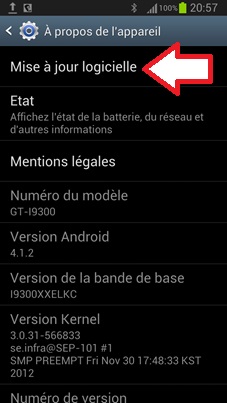 Mise à jour Android