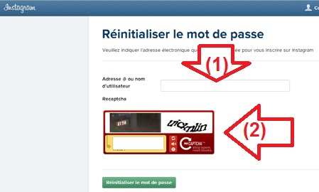 Email de récupiration mot de passe Instagram
