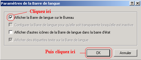 Afficher la barre de langues