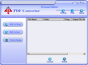 Fenêtre d'accueil PDFCONVERT