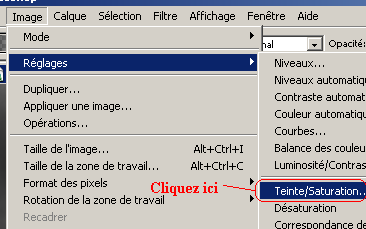 Teinte et saturation