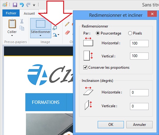 Redimensionnement l'image avec Paint
