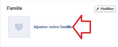 Bouton pour ajouter un membre de famille Facebook