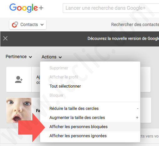 Les contacts bloqués sur Google Plus