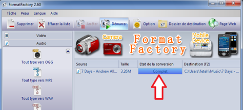 Signal Fin de conversion Format Factory