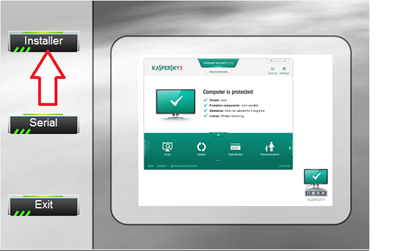 Bouton pour lancer l'installation de Kaspersky