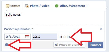 Planifier la publication sur la page Facebook
