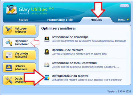 Module défragmenteur du registre