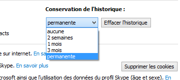 Effacer l'historique de Skype