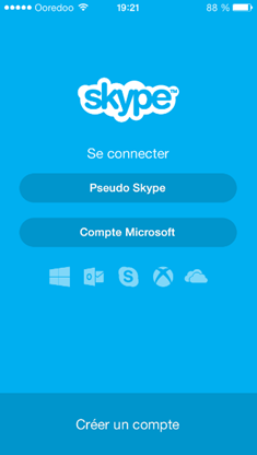 Page de connexion Skype mobile