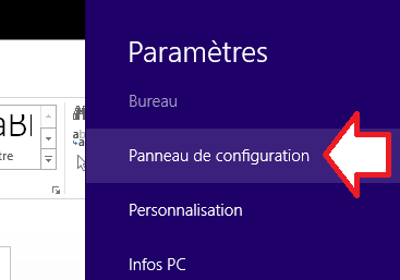 Panneau de configuration Windows 8