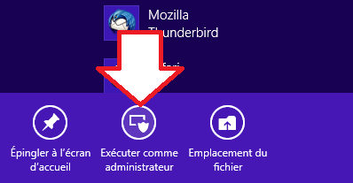 Choix d'exécution comme administrateur