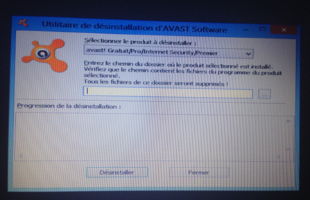 Message de désinstallation d'Avast