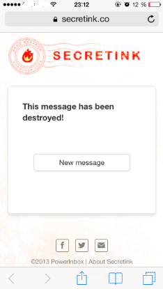 Message affirmant que le SMS est détruit