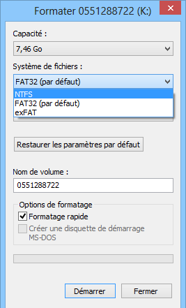 Formater un flash disque