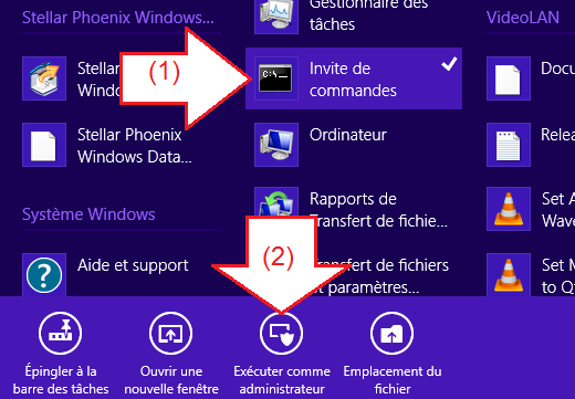 Ouvrir CMD comme administrateur