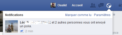 Notification d'un Poke Facebook