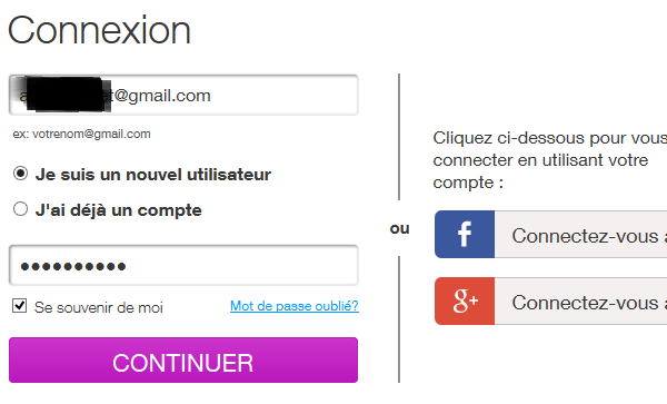 Formulaire d'inscription sur WIX