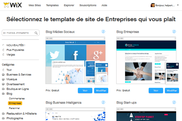 Choix du Template du site