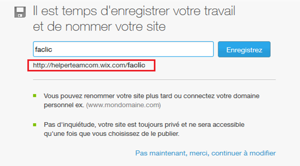 Enregistrer le site créé par WIX