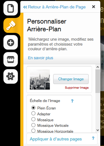 Personnaliser l'arrière plan du site Wix